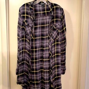 Oversized Long Plaid Flannel
